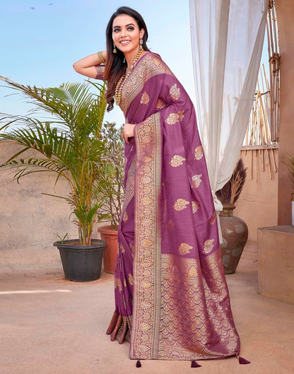 Mauve Silk Woven Saree