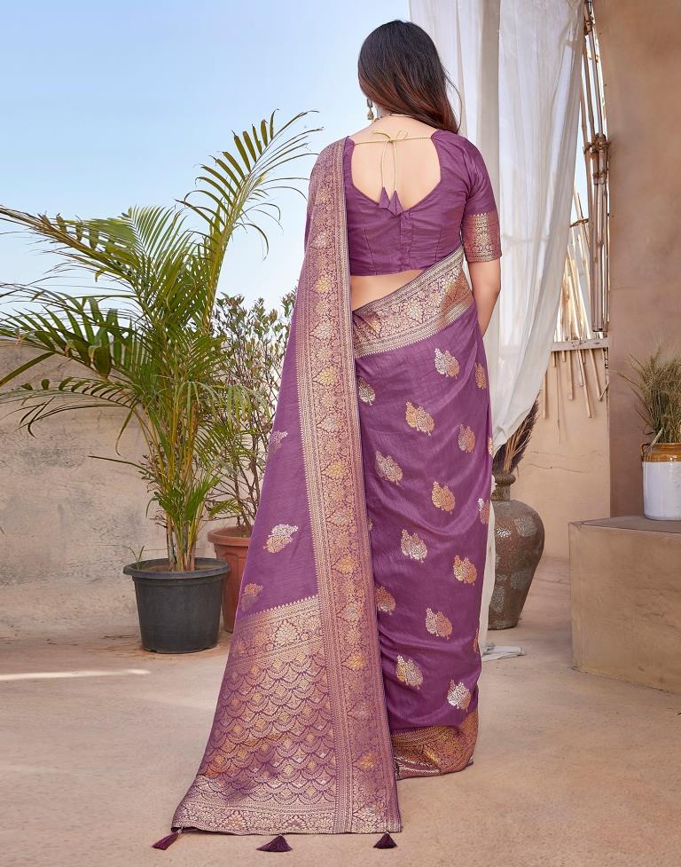 Mauve Silk Woven Saree