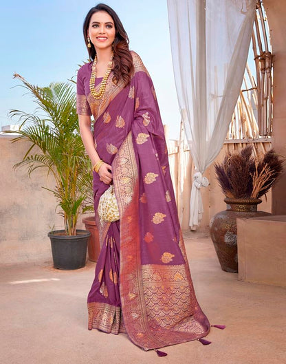 Mauve Silk Woven Saree