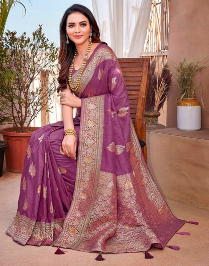 Mauve Silk Woven Saree