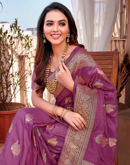 Mauve Silk Woven Saree