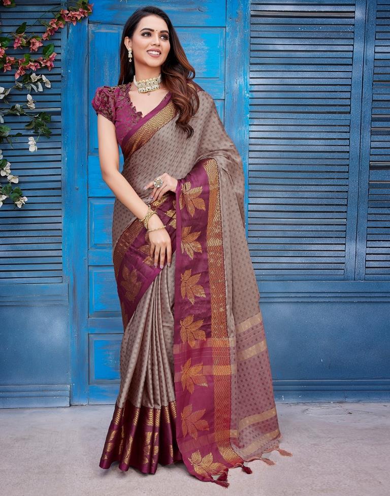 Pink Silk Woven Saree