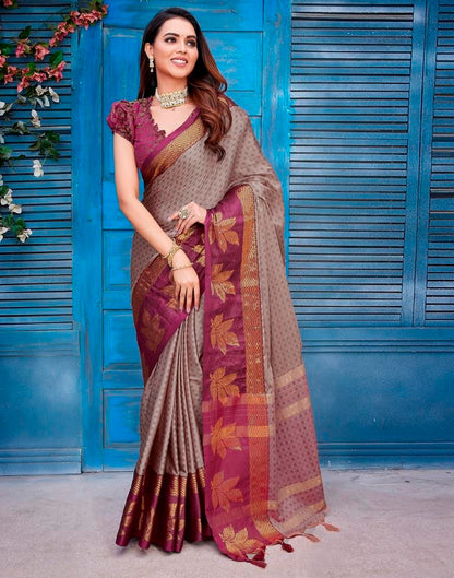 Pink Silk Woven Saree