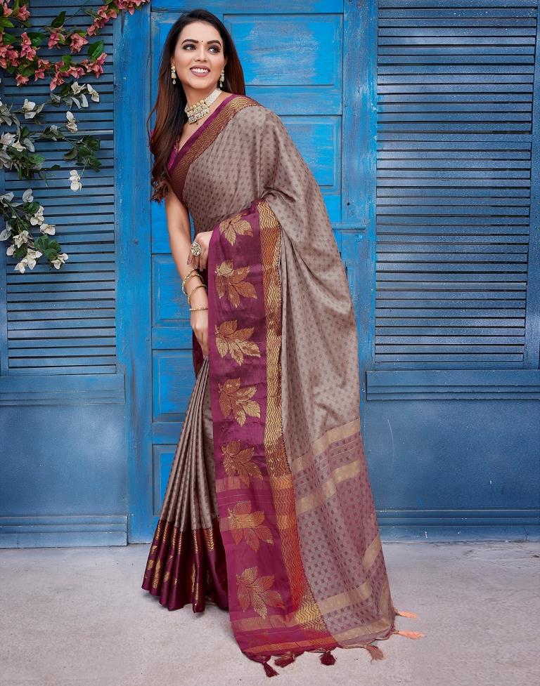 Pink Silk Woven Saree