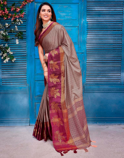 Pink Silk Woven Saree