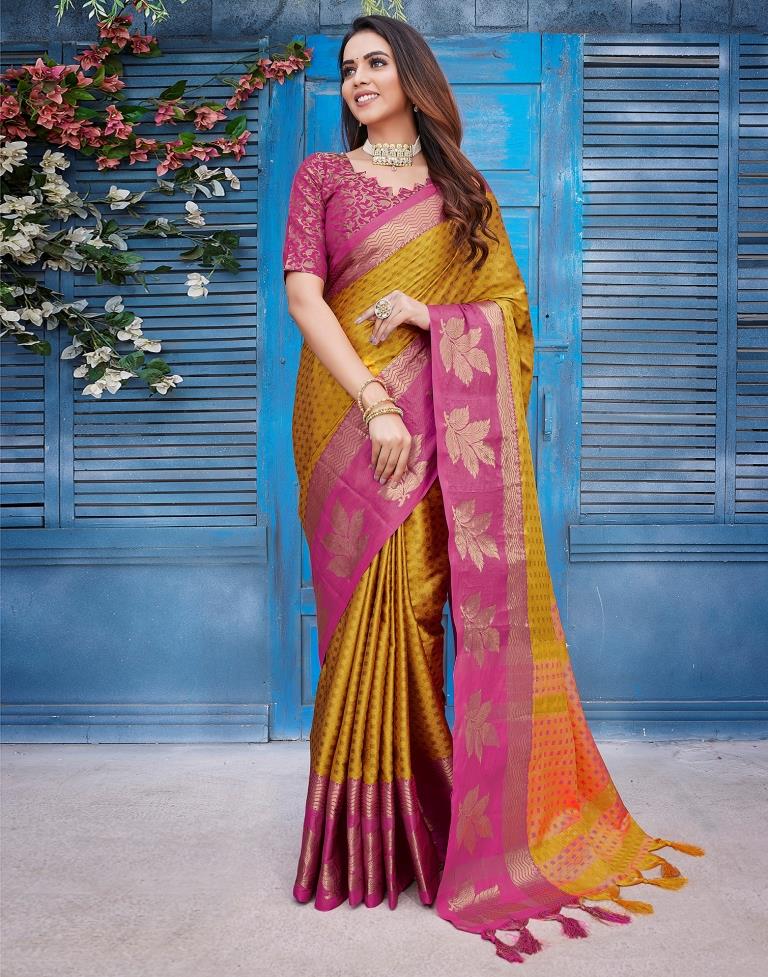 Orange  Silk Woven Saree