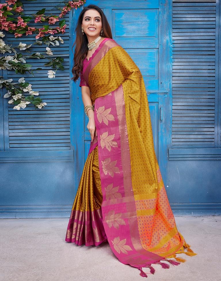 Orange  Silk Woven Saree