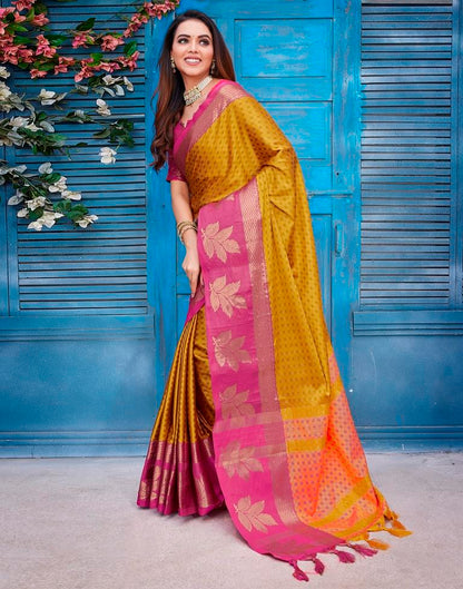 Orange  Silk Woven Saree