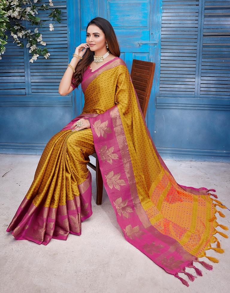 Orange  Silk Woven Saree