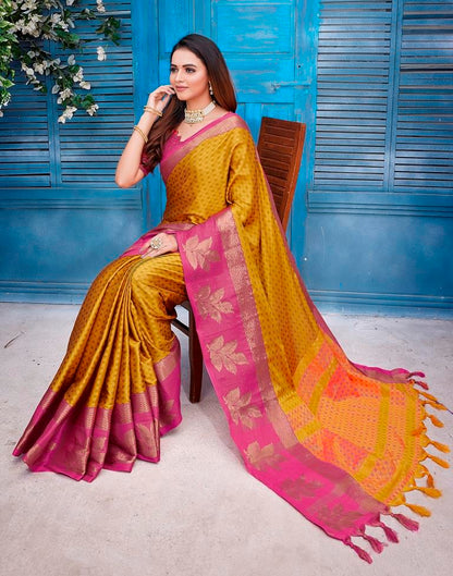 Orange  Silk Woven Saree