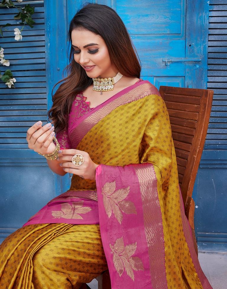 Orange  Silk Woven Saree