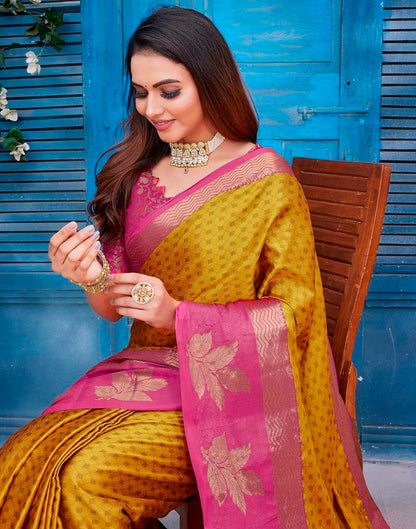 Orange  Silk Woven Saree