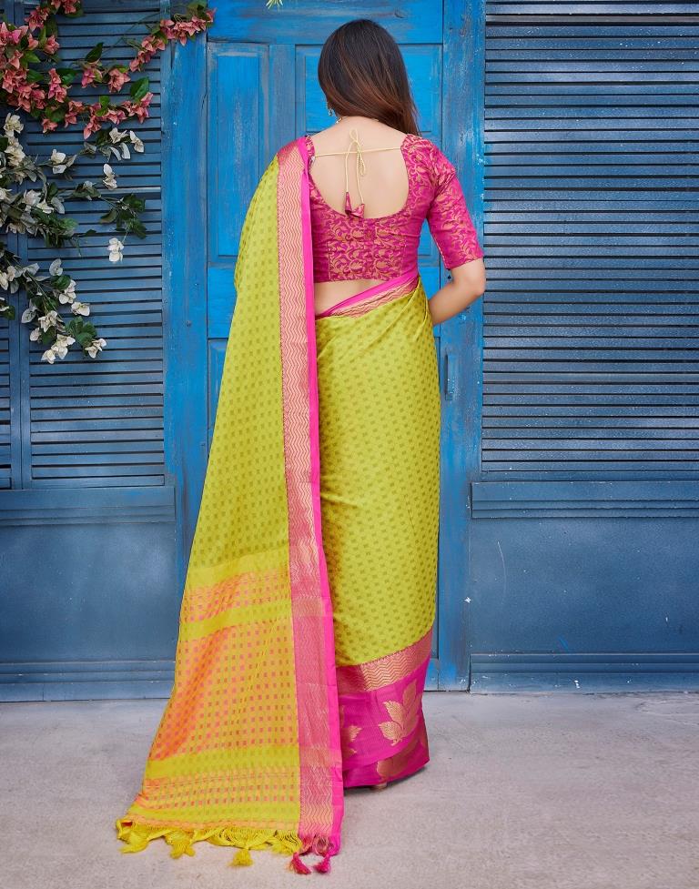 Yellow Silk Woven Saree