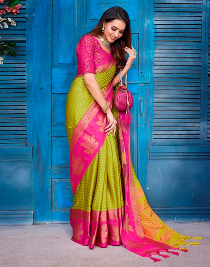 Yellow Silk Woven Saree