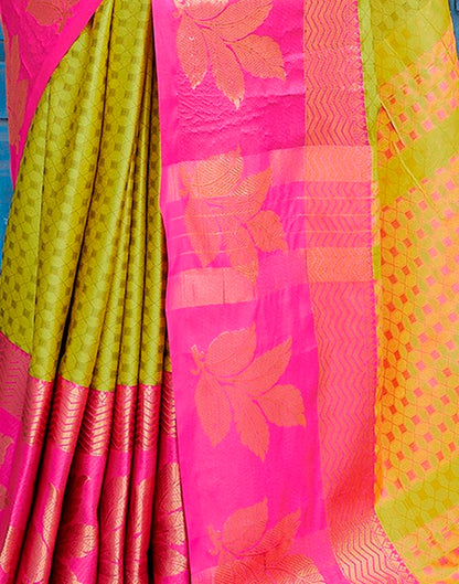 Yellow Silk Woven Saree