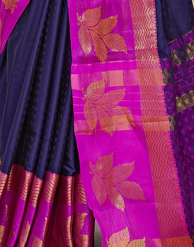 Navy Blue Silk Woven Saree