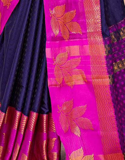 Navy Blue Silk Woven Saree