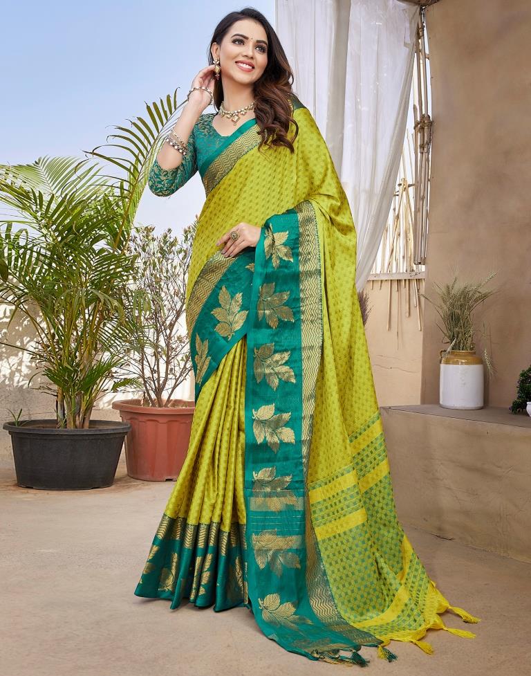 Rama Green Silk Woven Saree