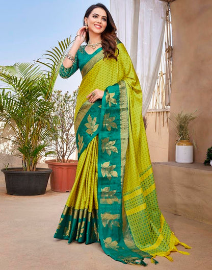 Rama Green Silk Woven Saree