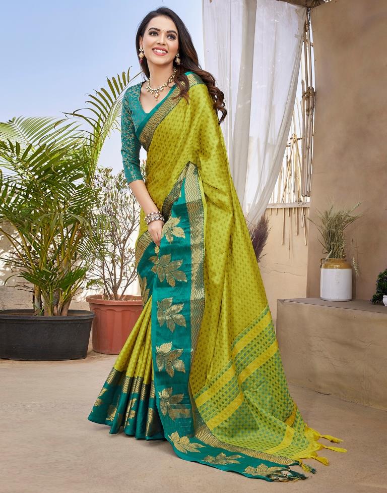 Rama Green Silk Woven Saree