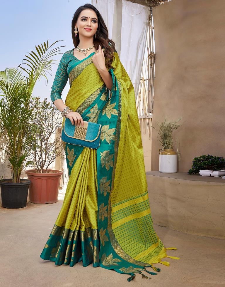 Rama Green Silk Woven Saree