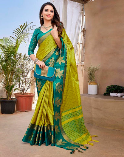 Rama Green Silk Woven Saree