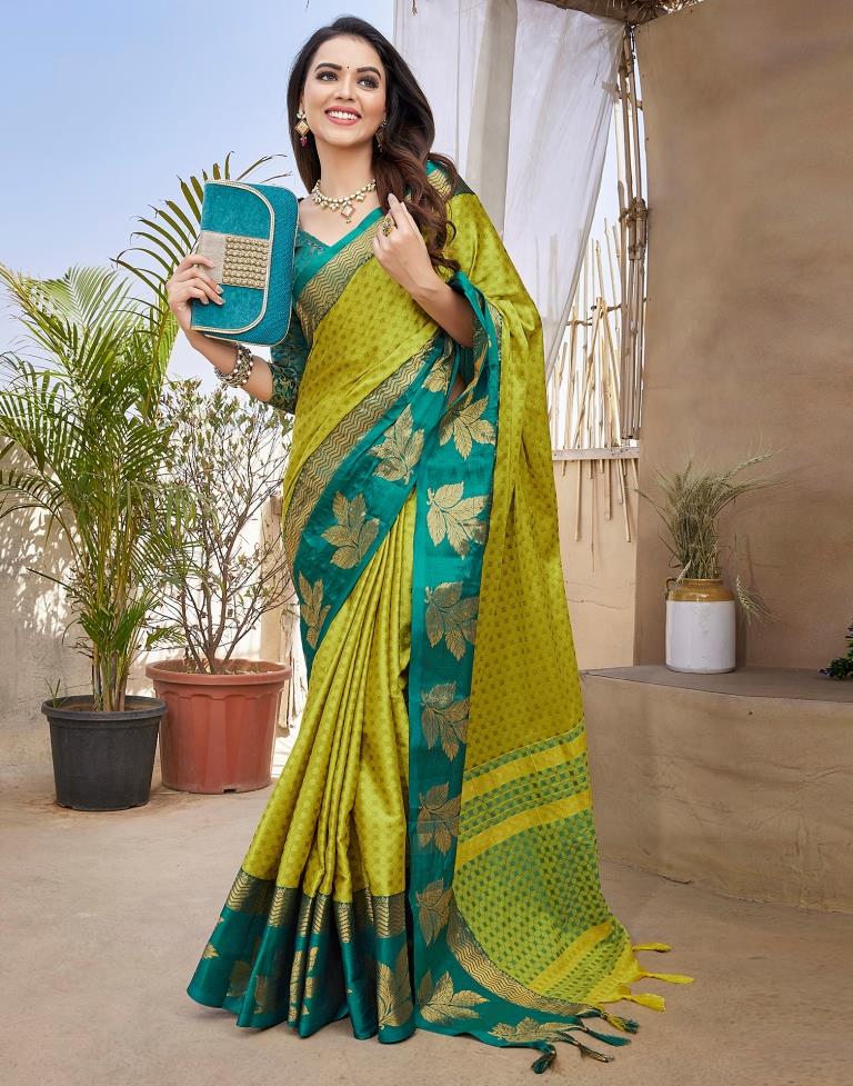 Rama Green Silk Woven Saree