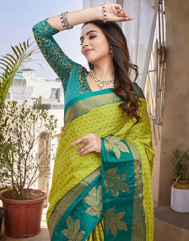 Rama Green Silk Woven Saree