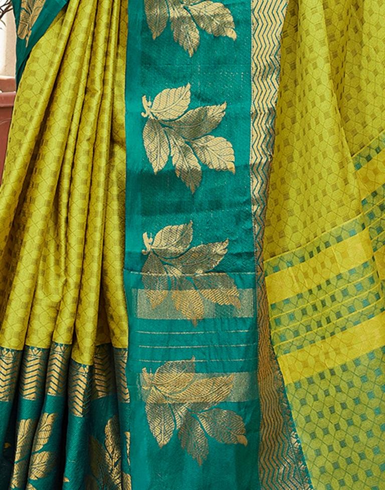 Rama Green Silk Woven Saree