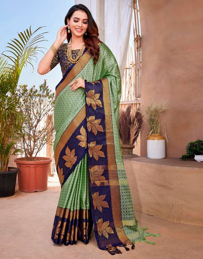 Navy Blue Silk Woven Saree