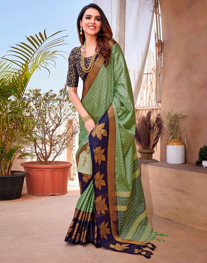 Navy Blue Silk Woven Saree