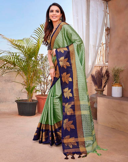 Navy Blue Silk Woven Saree