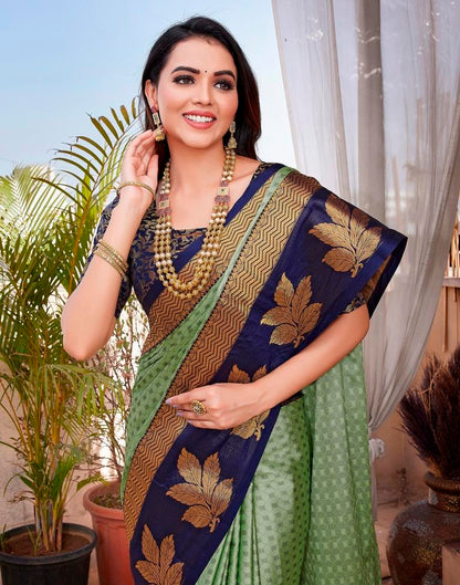 Navy Blue Silk Woven Saree