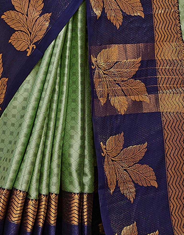 Navy Blue Silk Woven Saree