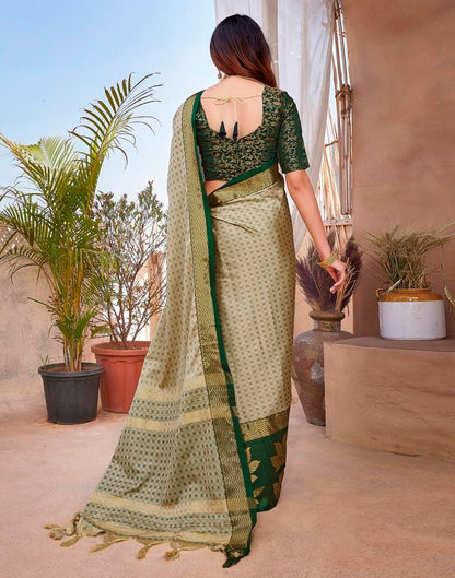 Beige Silk Woven Saree