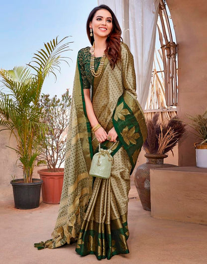 Beige Silk Woven Saree