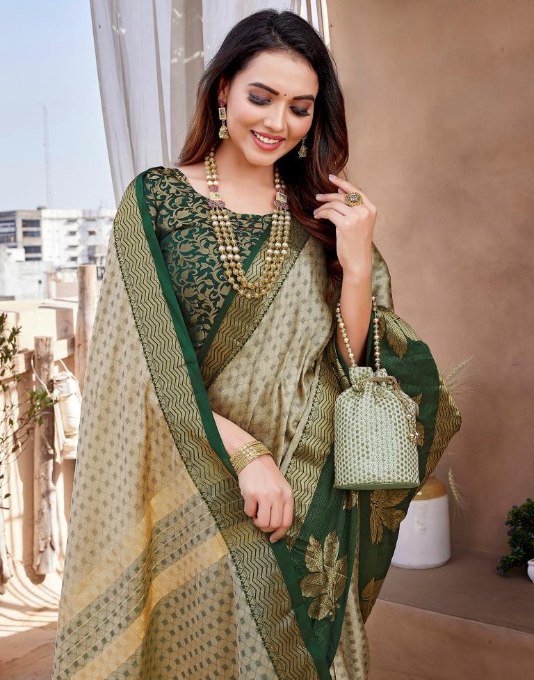 Beige Silk Woven Saree