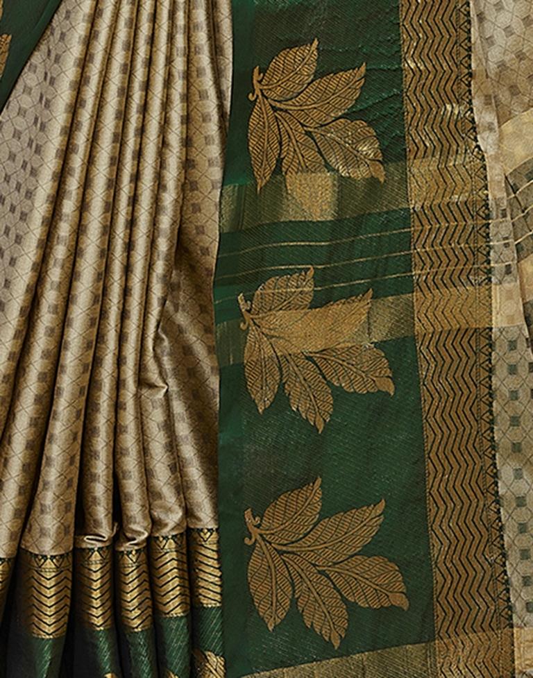 Beige Silk Woven Saree