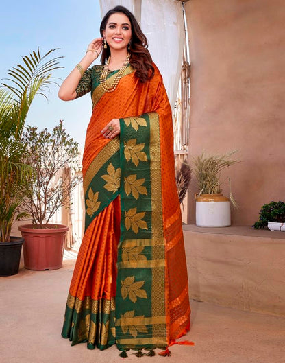 Orange Silk Woven Saree