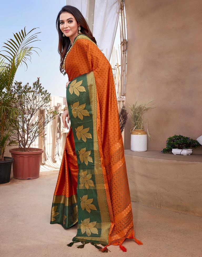 Orange Silk Woven Saree