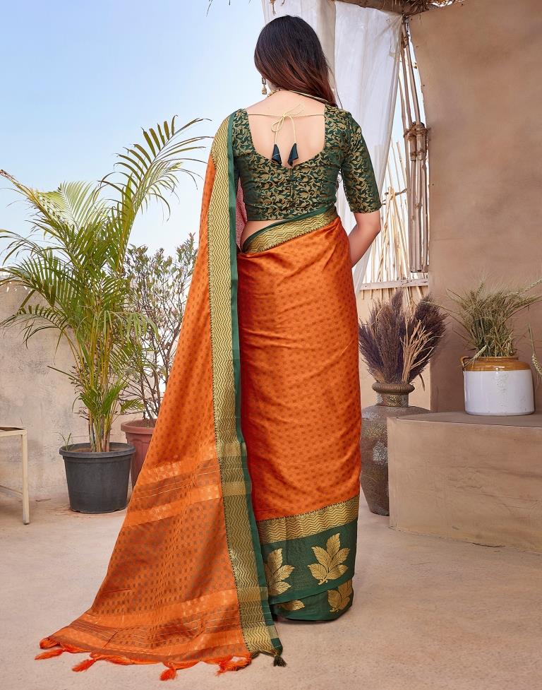 Orange Silk Woven Saree