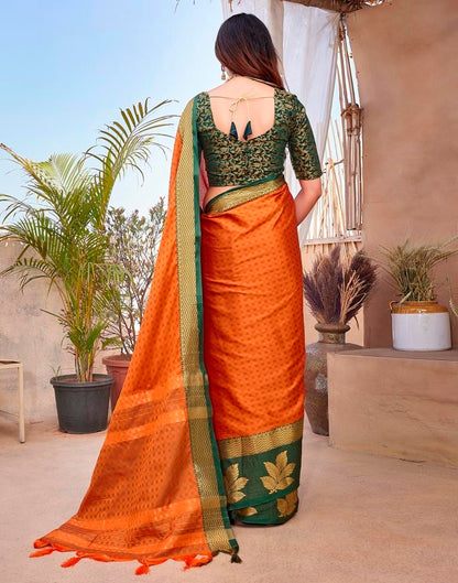 Orange Silk Woven Saree