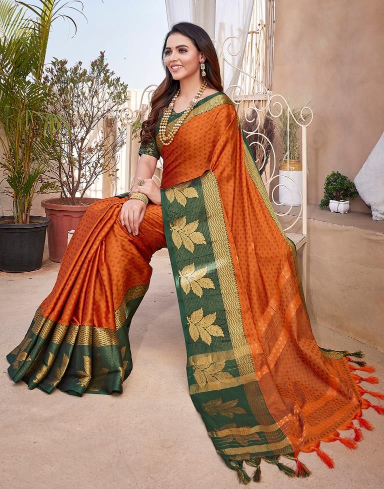 Orange Silk Woven Saree