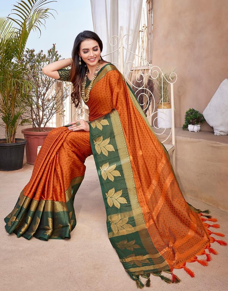 Orange Silk Woven Saree