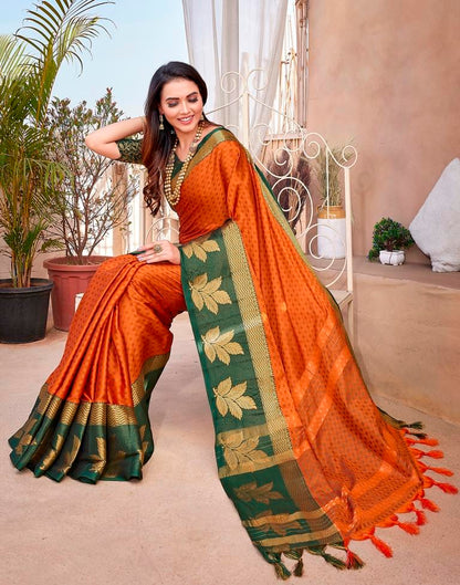 Orange Silk Woven Saree