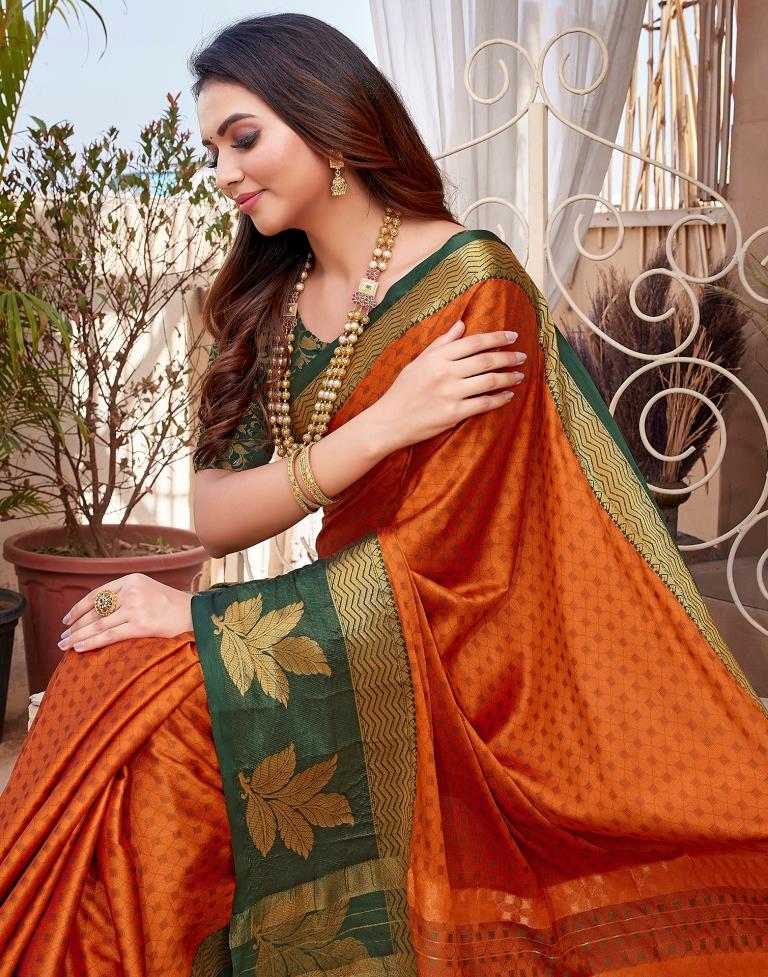 Orange Silk Woven Saree