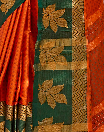 Orange Silk Woven Saree