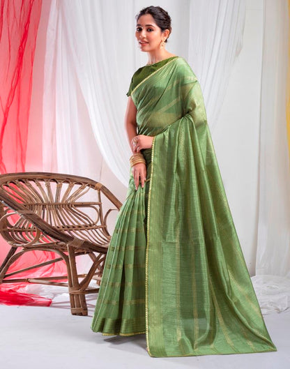 Pista Green Silk Plain Saree