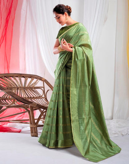 Pista Green Silk Plain Saree