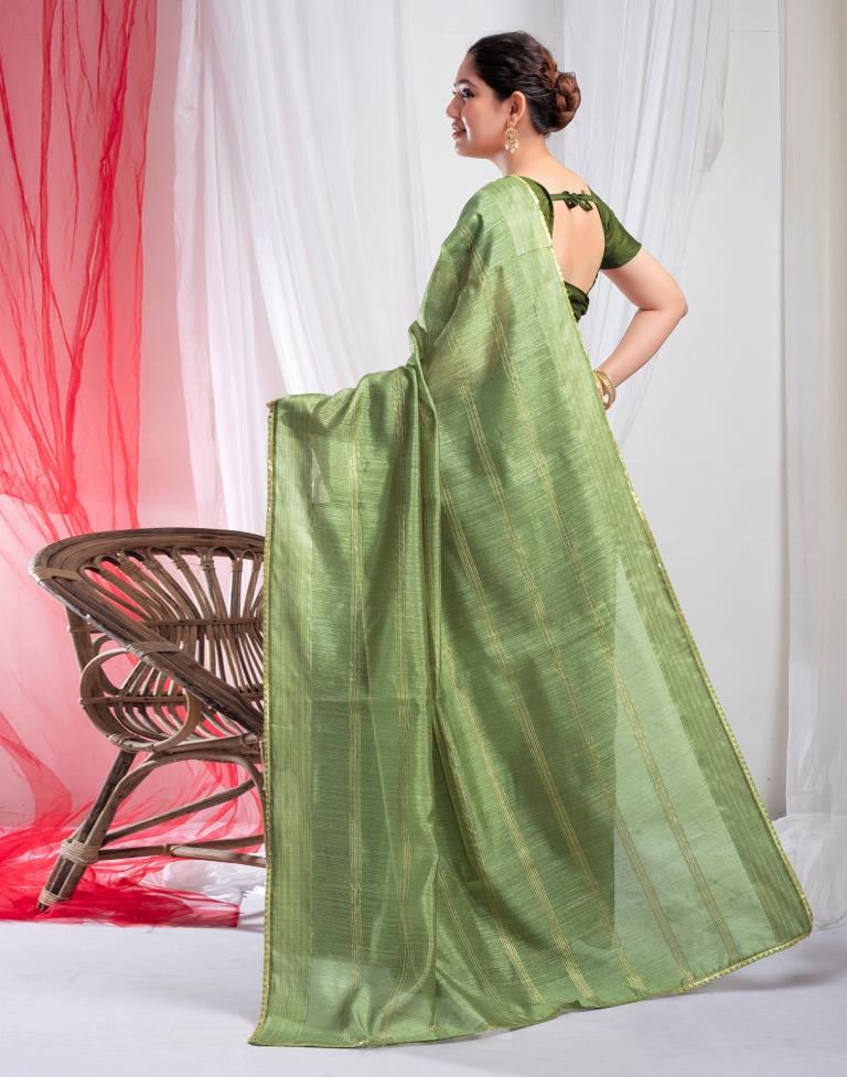 Pista Green Silk Plain Saree